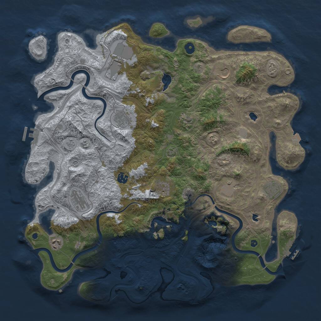 Rust Map: Procedural Map, Size: 4500, Seed: 608919798, 17 Monuments