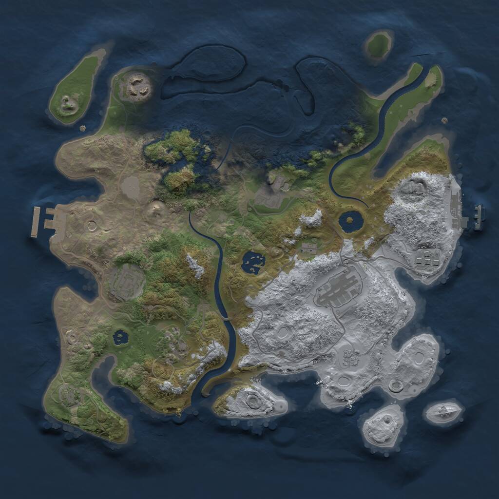 Rust Map: Procedural Map, Size: 3250, Seed: 1525214389, 13 Monuments