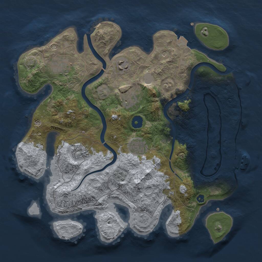 Rust Map: Procedural Map, Size: 3250, Seed: 433848296, 11 Monuments