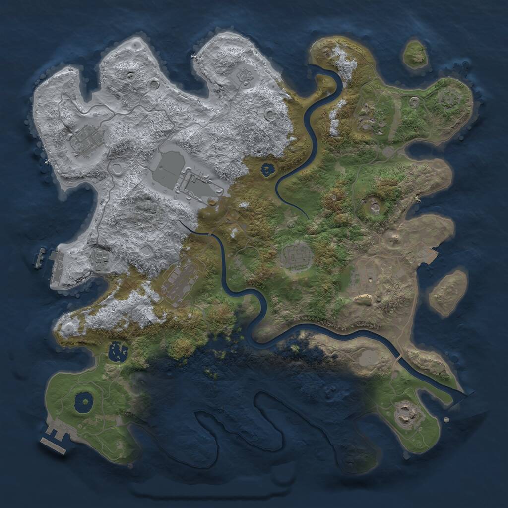 Rust Map: Procedural Map, Size: 3750, Seed: 1277931243, 15 Monuments