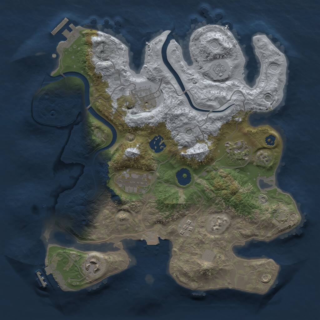 Rust Map: Procedural Map, Size: 3000, Seed: 1102196049, 12 Monuments