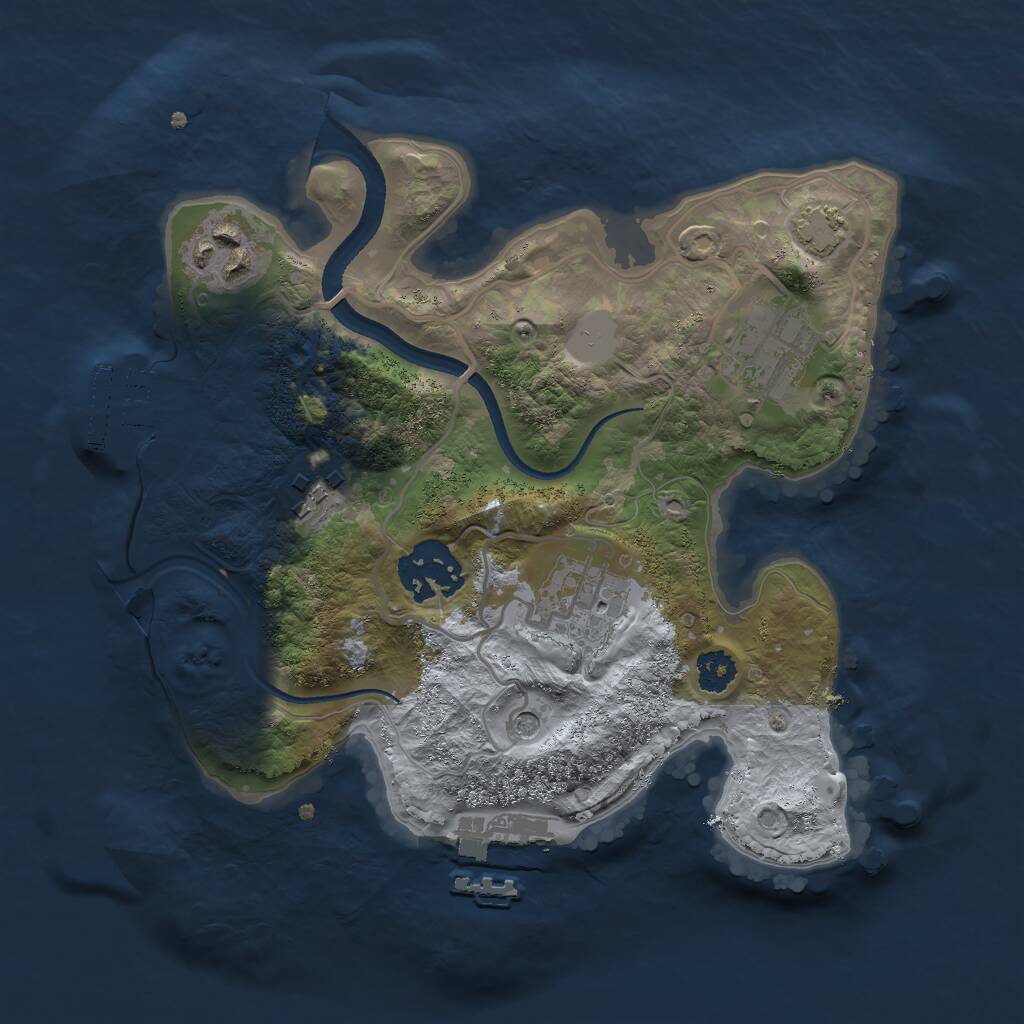 Rust Map: Procedural Map, Size: 2500, Seed: 1291075087, 10 Monuments