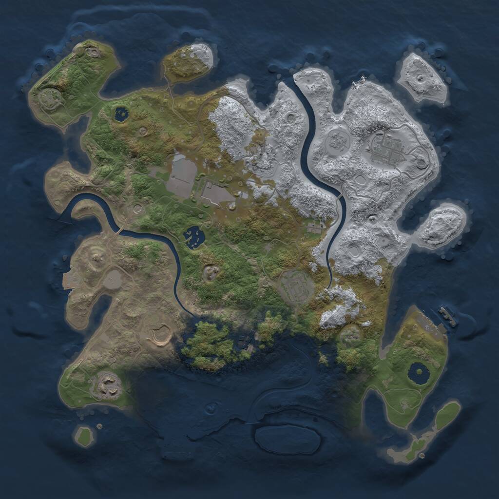 Rust Map: Procedural Map, Size: 3500, Seed: 801142847, 14 Monuments
