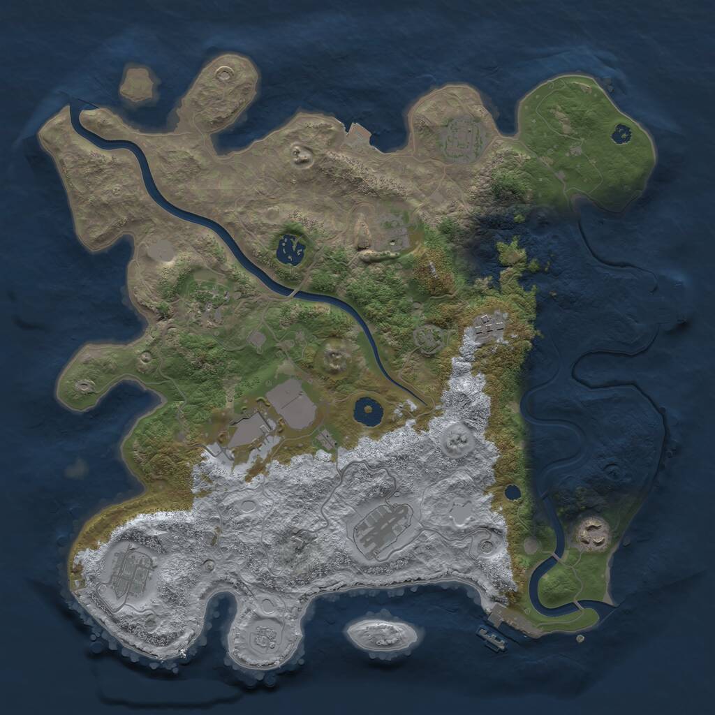 Rust Map: Procedural Map, Size: 3700, Seed: 1204936075, 15 Monuments