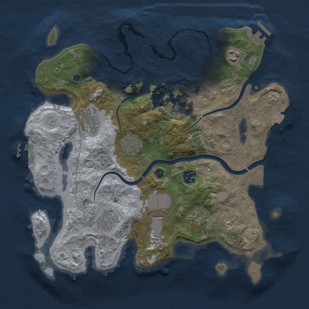 Rust Map: Procedural Map, Size: 3500, Seed: 1072268942, 15 Monuments