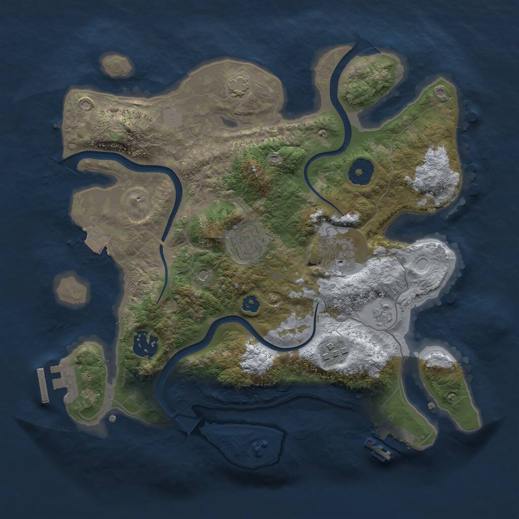 Rust Map: Procedural Map, Size: 3000, Seed: 1102779834, 10 Monuments