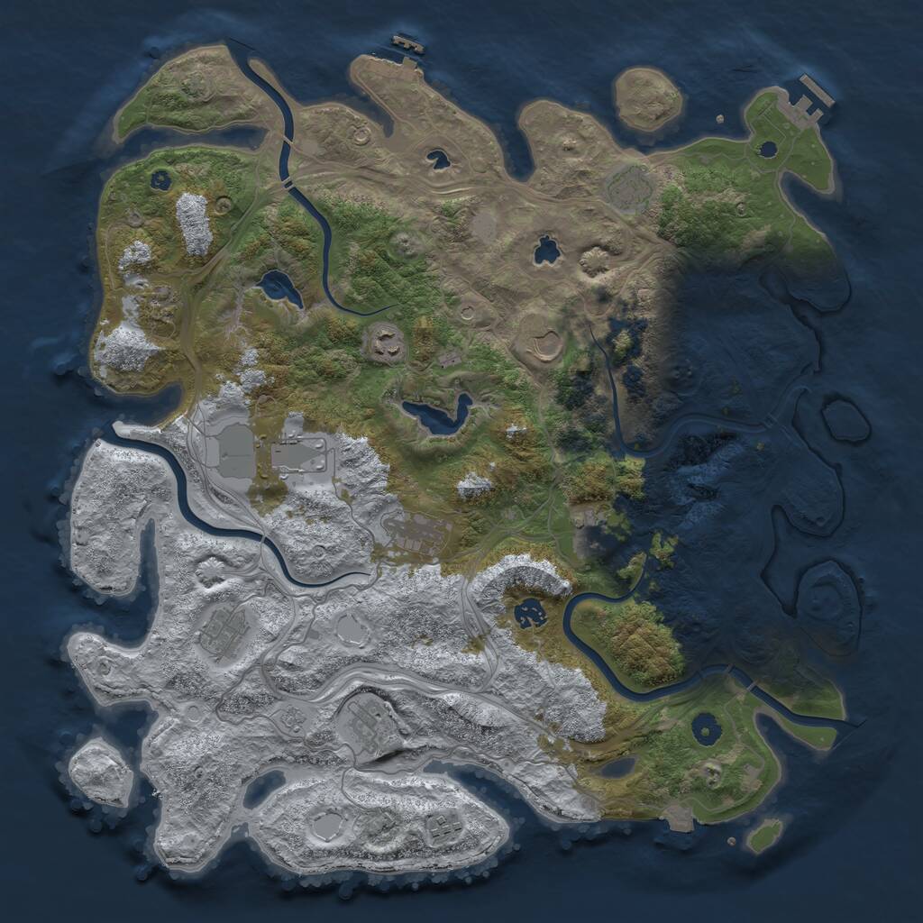 Rust Map: Procedural Map, Size: 4500, Seed: 1187872182, 17 Monuments