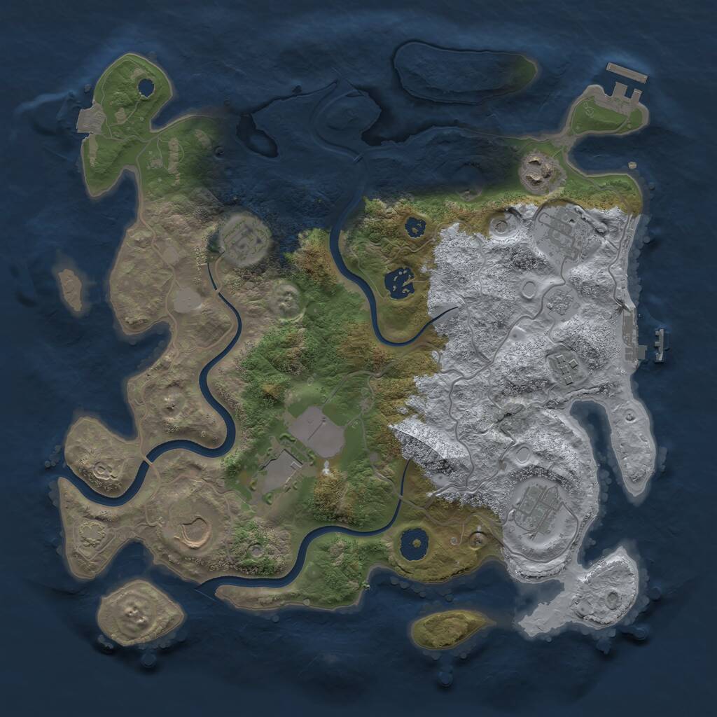 Rust Map: Procedural Map, Size: 3500, Seed: 810920827, 14 Monuments