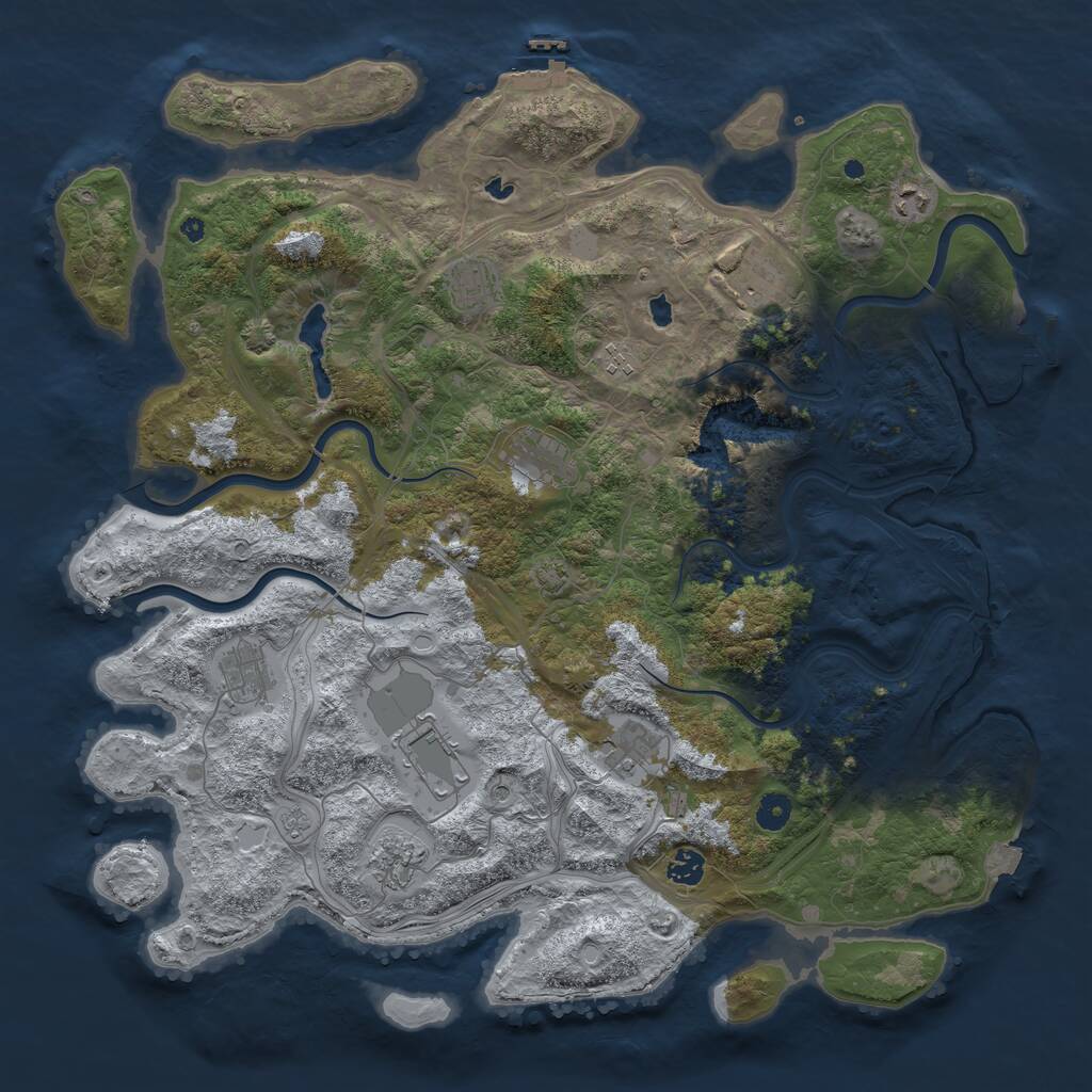 Rust Map: Procedural Map, Size: 4500, Seed: 939136723, 16 Monuments