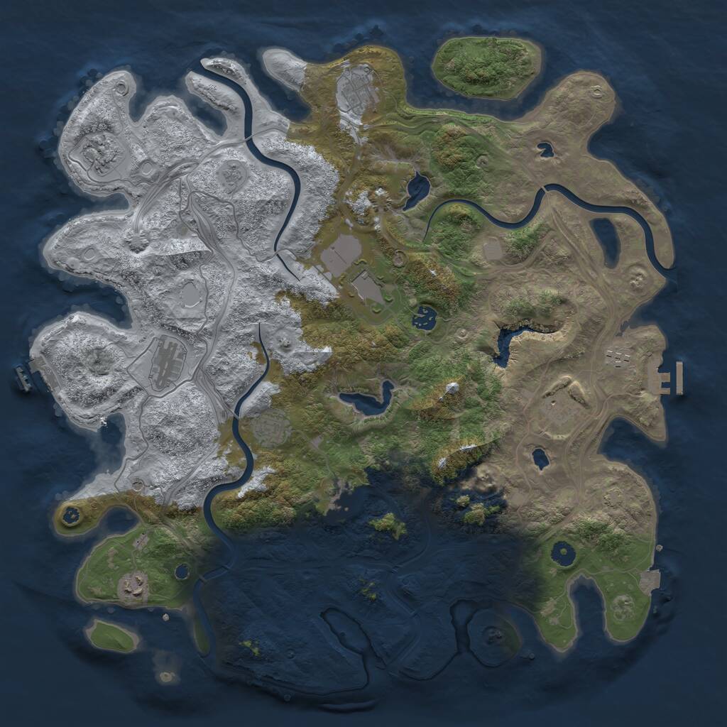 Rust Map: Procedural Map, Size: 4500, Seed: 1405903596, 16 Monuments