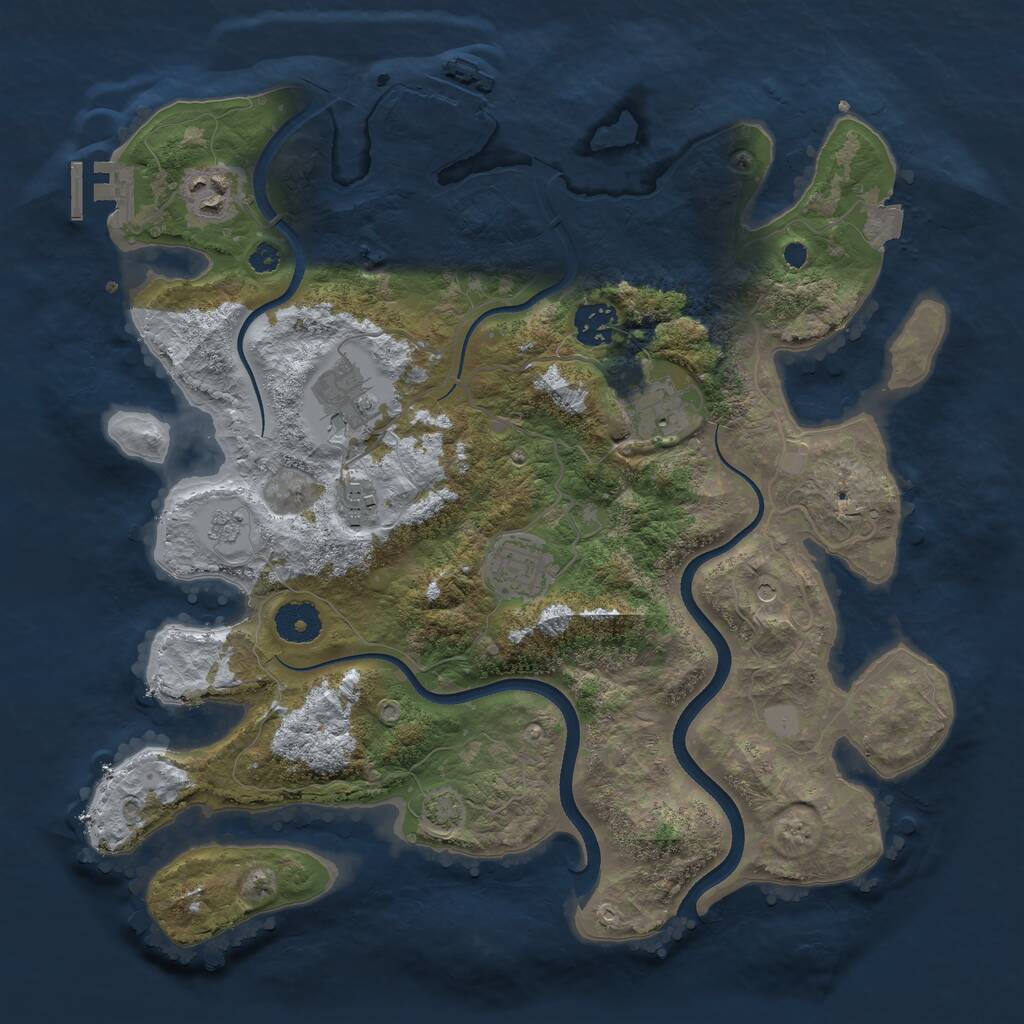 Rust Map: Procedural Map, Size: 3500, Seed: 1643749446, 12 Monuments
