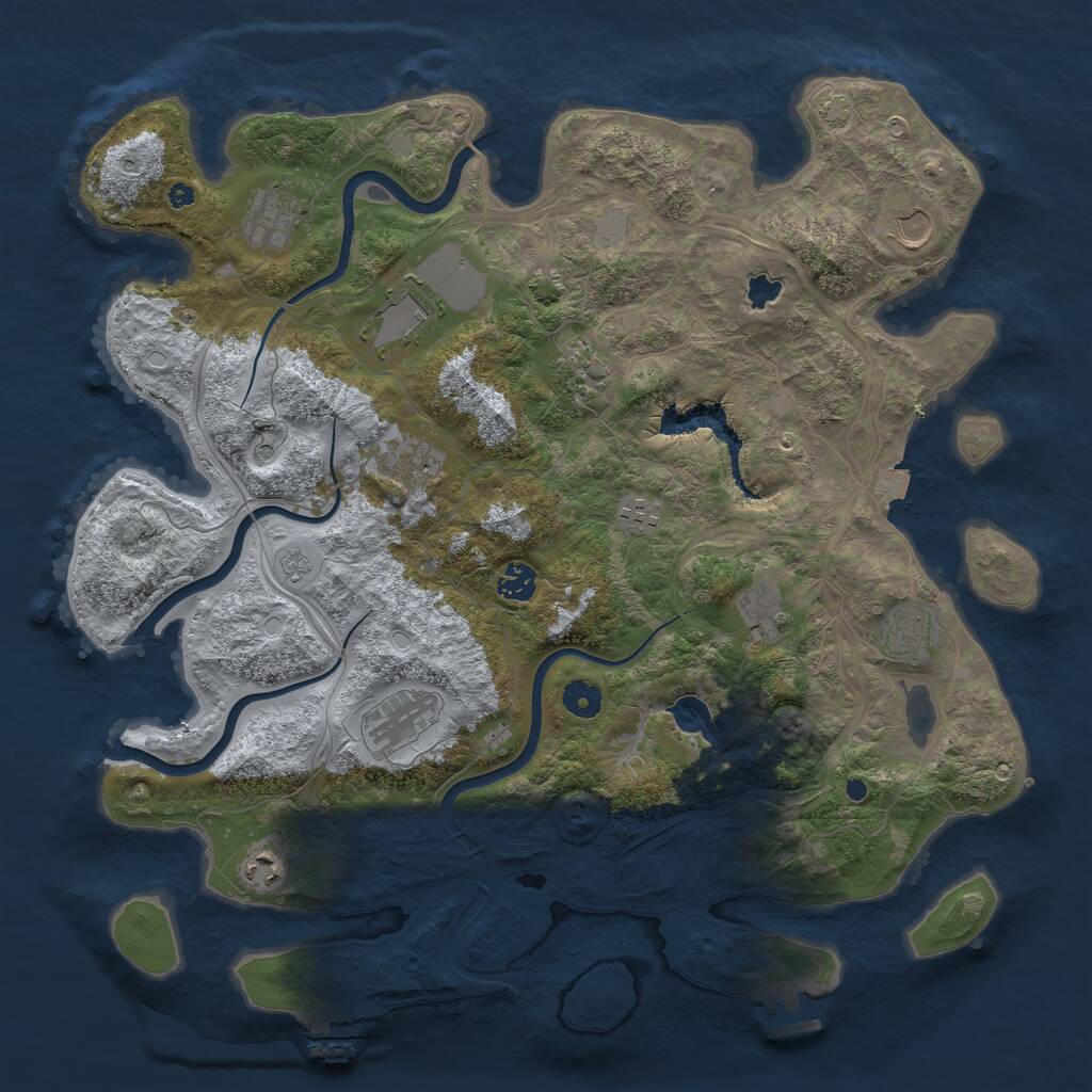 Rust Map: Procedural Map, Size: 4250, Seed: 1696419466, 17 Monuments