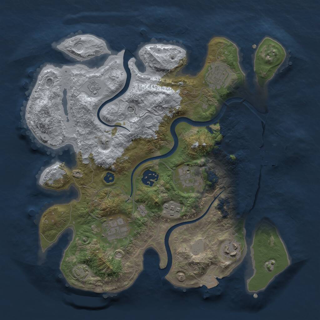 Rust Map: Procedural Map, Size: 3000, Seed: 1223717978, 11 Monuments