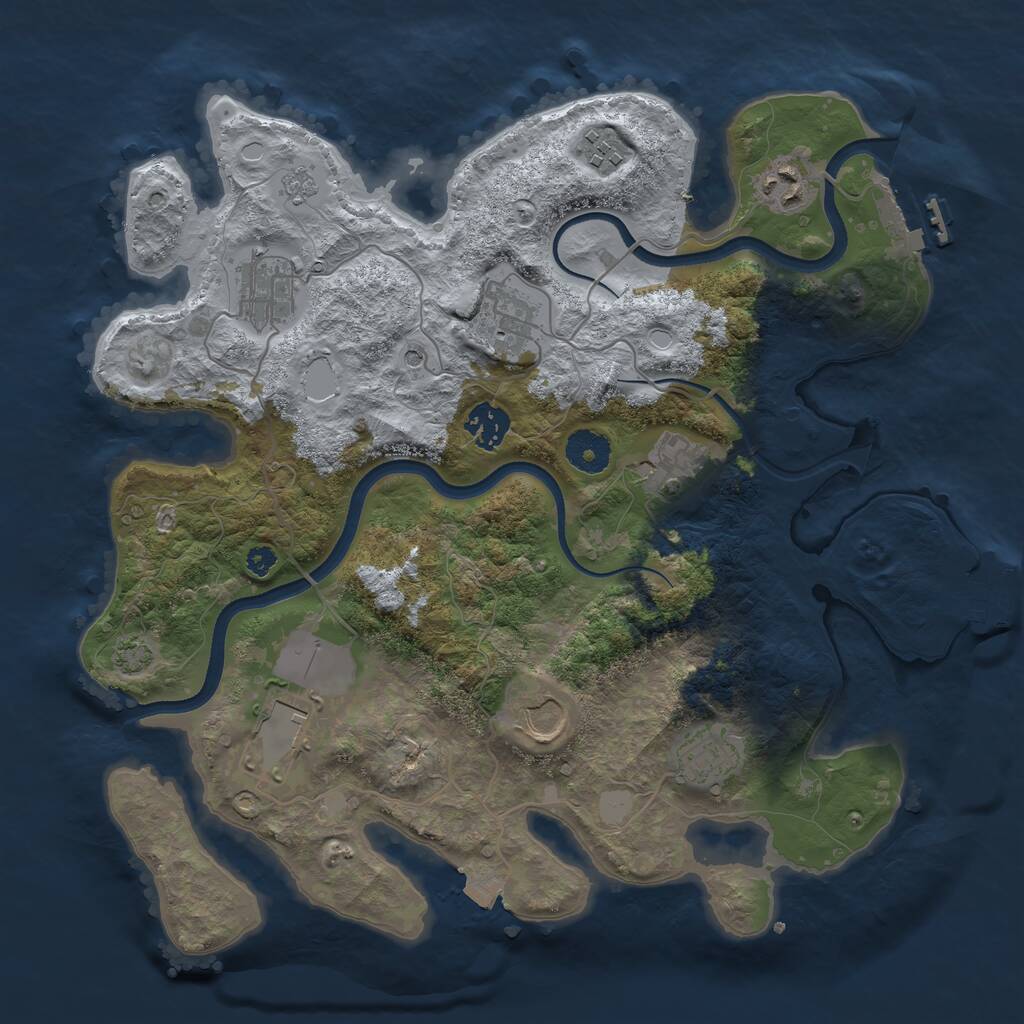 Rust Map: Procedural Map, Size: 3500, Seed: 1350340335, 15 Monuments