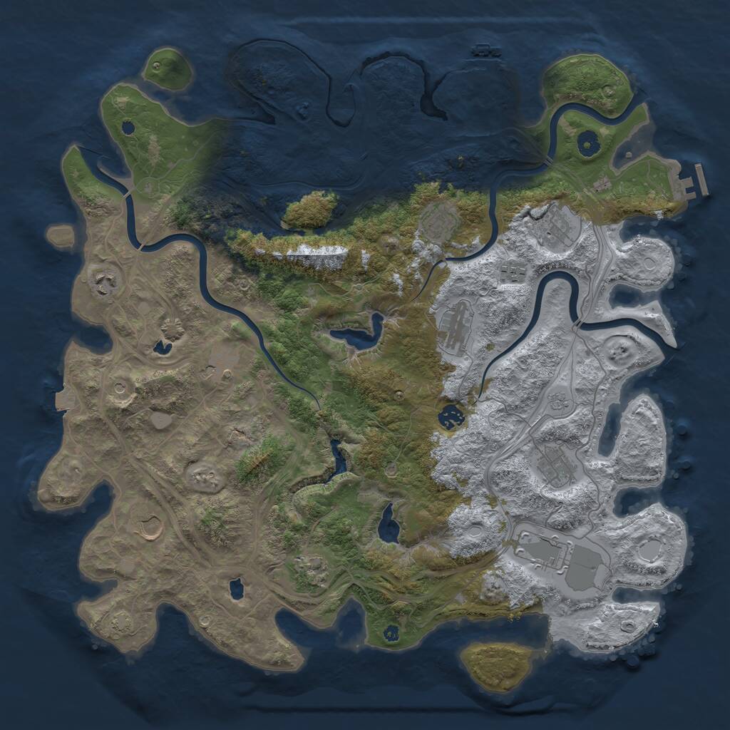 Rust Map: Procedural Map, Size: 4500, Seed: 832773918, 17 Monuments
