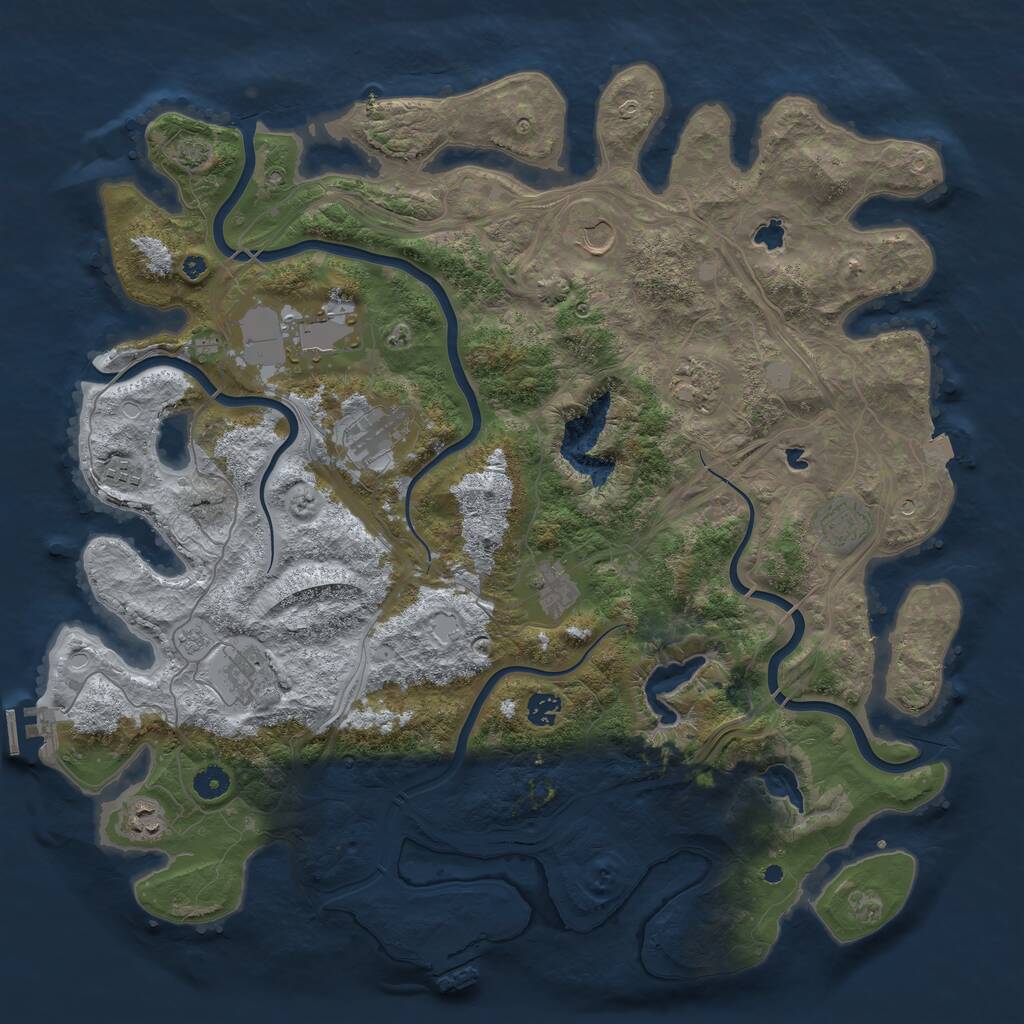 Rust Map: Procedural Map, Size: 4500, Seed: 21111, 16 Monuments