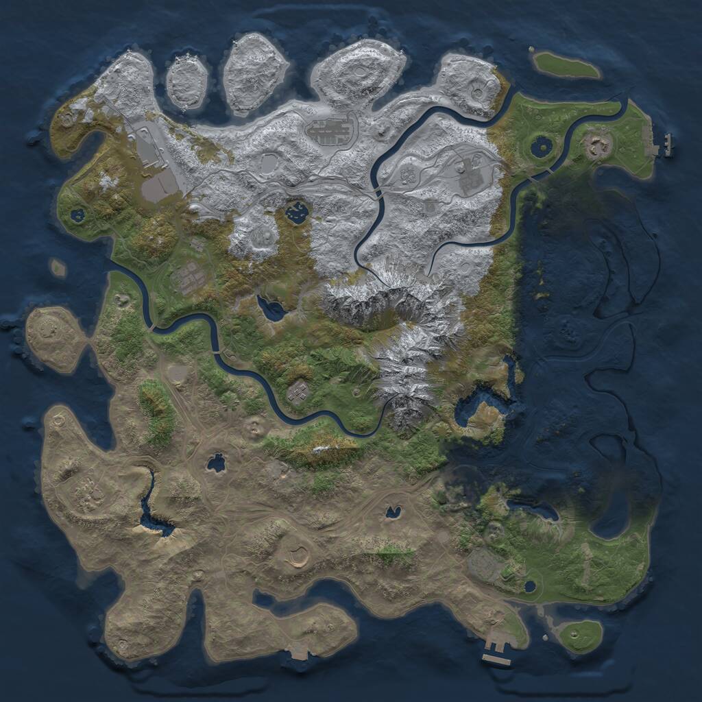 Rust Map: Procedural Map, Size: 5000, Seed: 334563, 17 Monuments