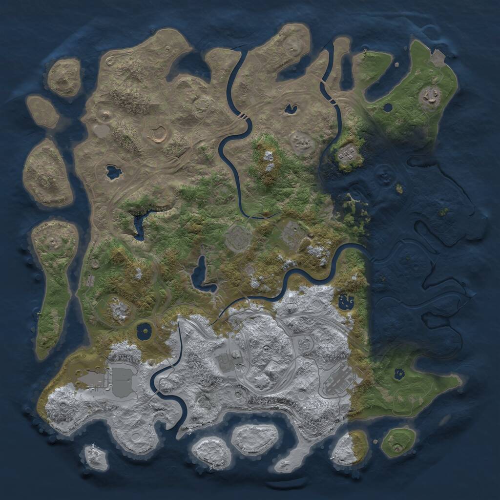 Rust Map: Procedural Map, Size: 4500, Seed: 1594727550, 15 Monuments