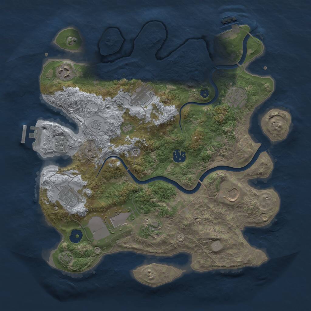 Rust Map: Procedural Map, Size: 3500, Seed: 1267412058, 15 Monuments