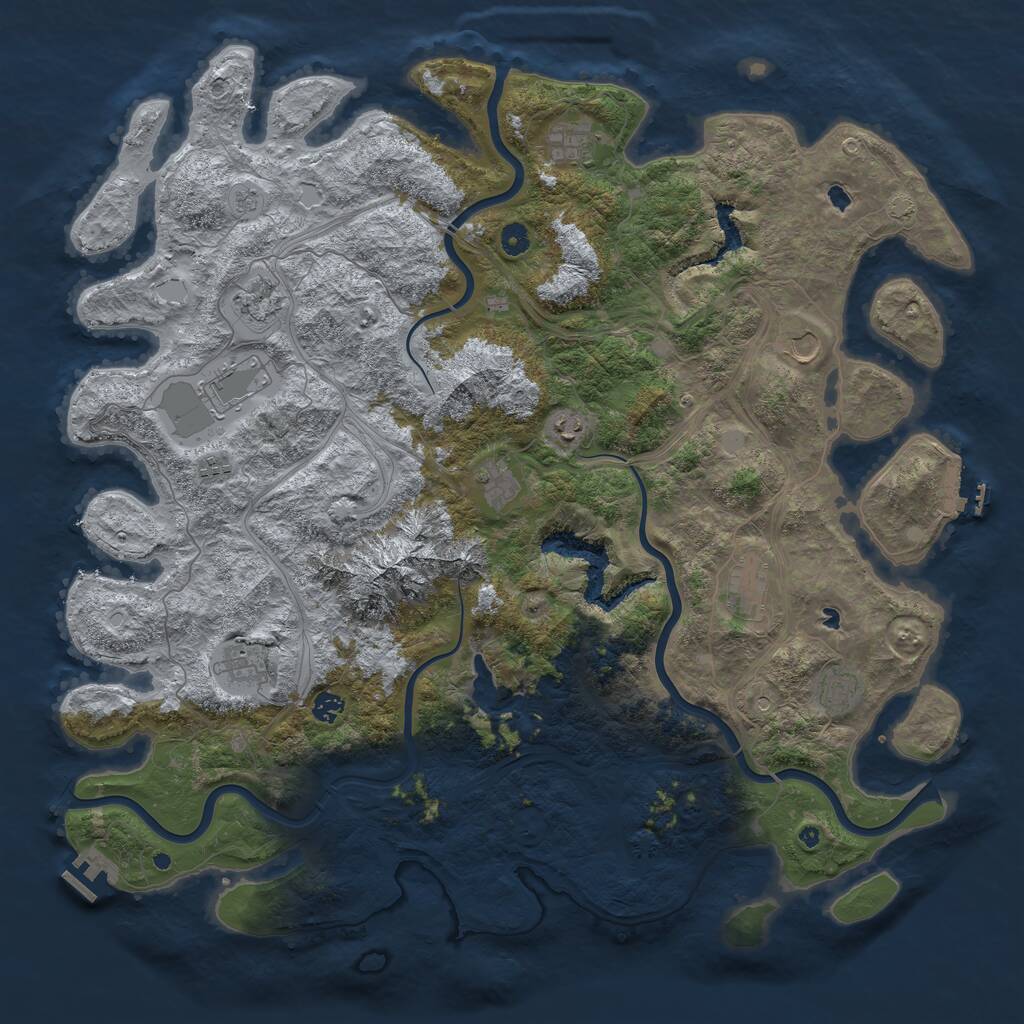 Rust Map: Procedural Map, Size: 5000, Seed: 12324567, 17 Monuments