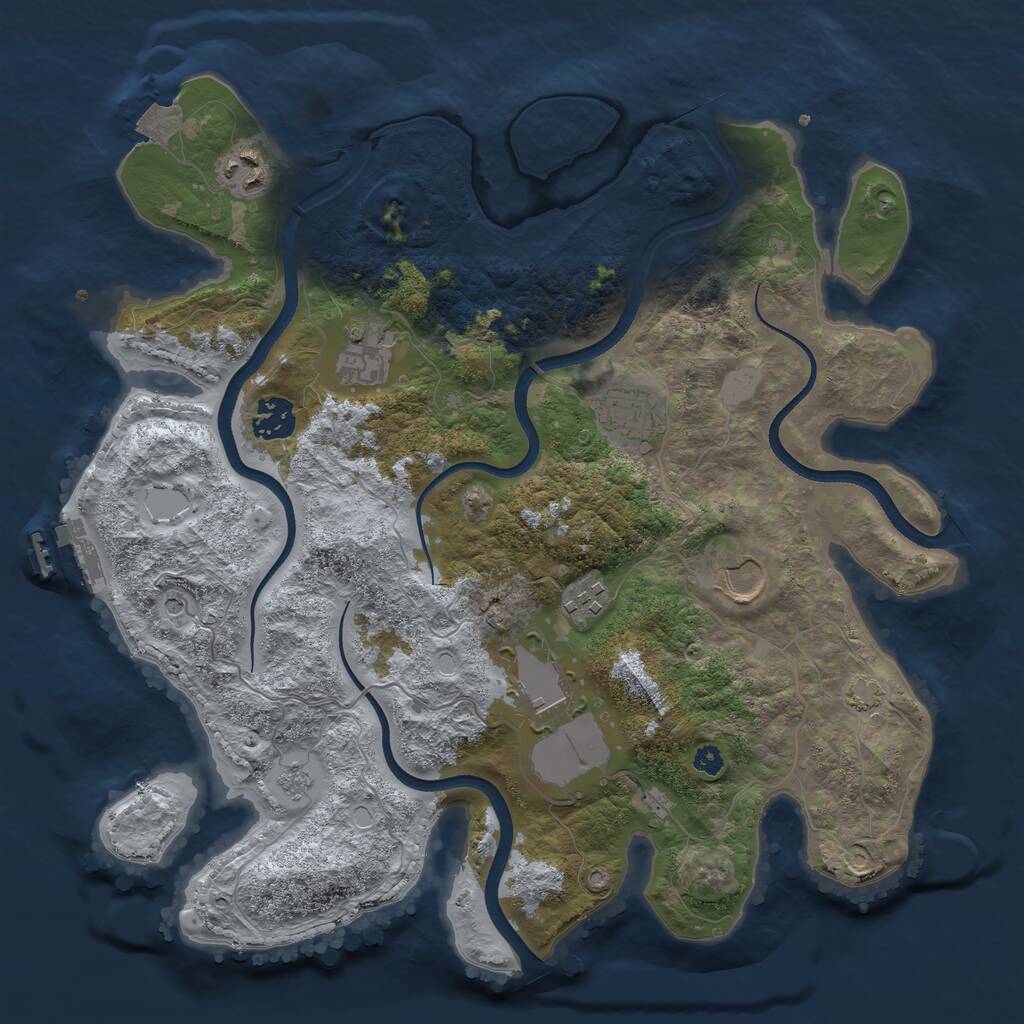 Rust Map: Procedural Map, Size: 3500, Seed: 1381553452, 12 Monuments