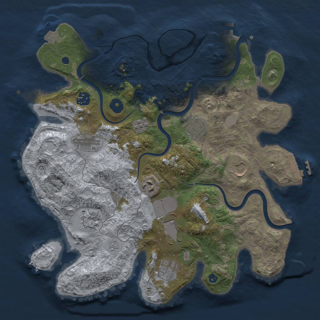 Rust Map: Procedural Map, Size: 3500, Seed: 1381553452, 15 Monuments
