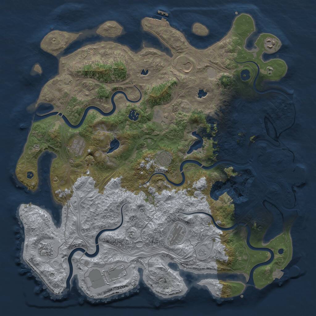 Rust Map: Procedural Map, Size: 4500, Seed: 359586359, 16 Monuments