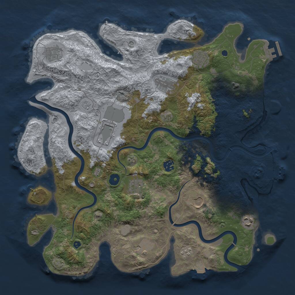 Rust Map: Procedural Map, Size: 3990, Seed: 1223717978, 16 Monuments