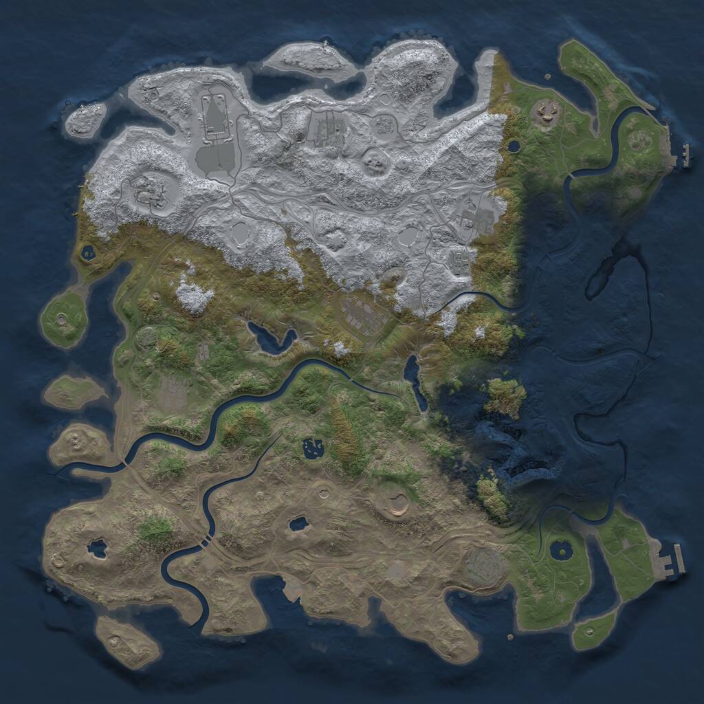 Rust Map: Procedural Map, Size: 4800, Seed: 714207002, 17 Monuments