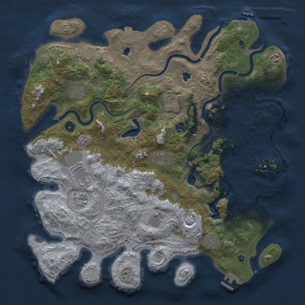 Rust Map: Procedural Map, Size: 4500, Seed: 1454656065, 16 Monuments