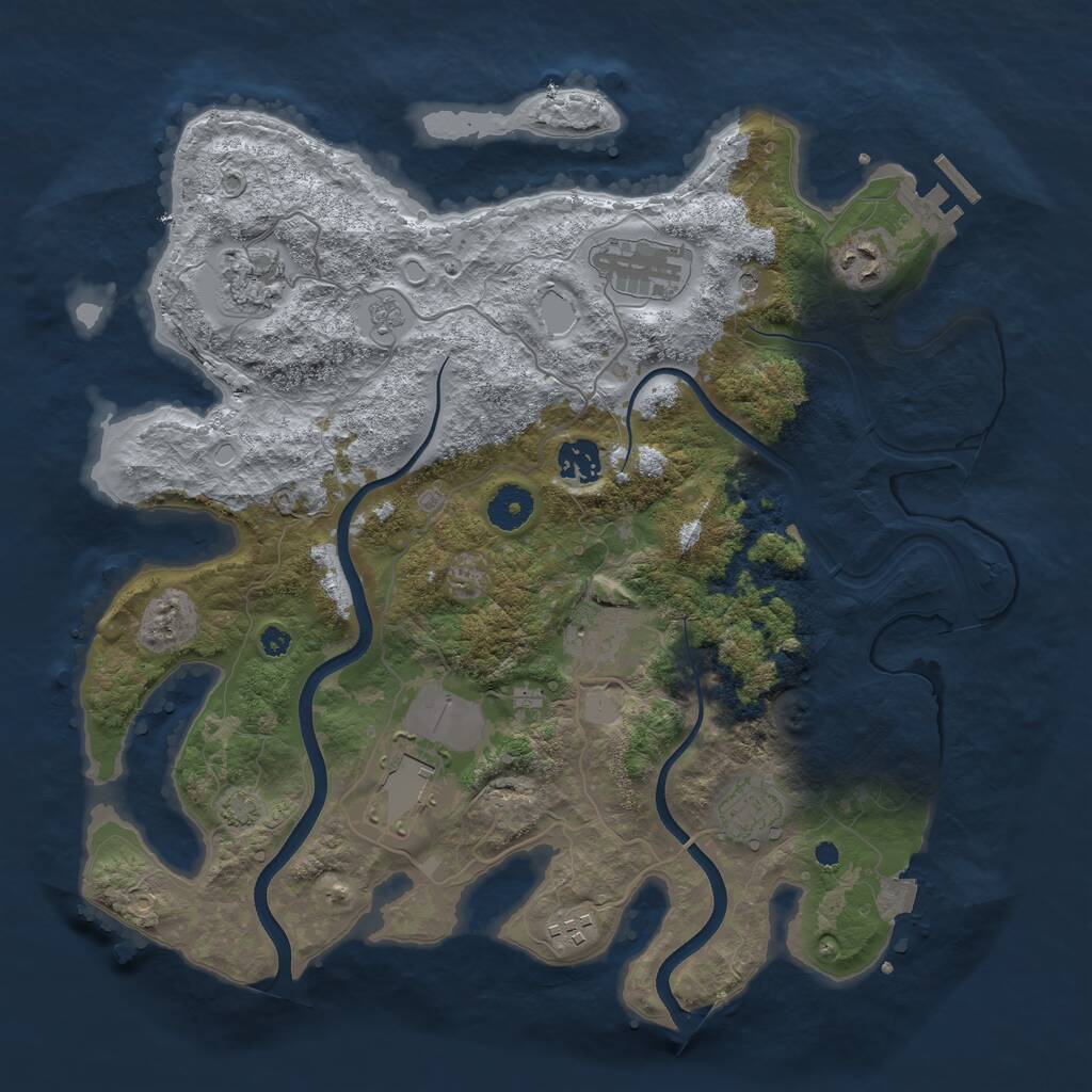 Rust Map: Procedural Map, Size: 3700, Seed: 73862873, 13 Monuments