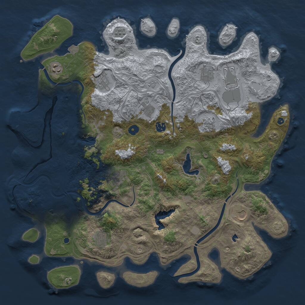 Rust Map: Procedural Map, Size: 4500, Seed: 687188423, 16 Monuments