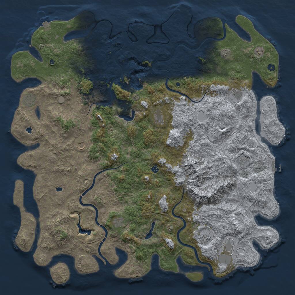 Rust Map: Procedural Map, Size: 6000, Seed: 5968214, 17 Monuments