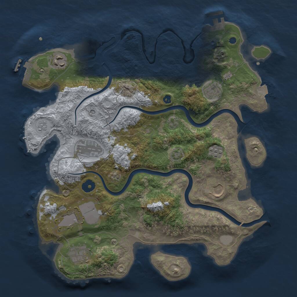 Rust Map: Procedural Map, Size: 3500, Seed: 347740841, 13 Monuments