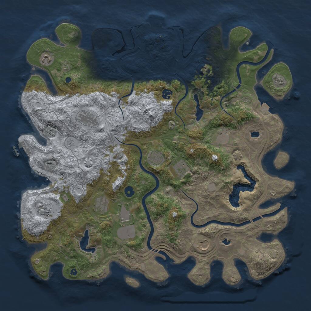 Rust Map: Procedural Map, Size: 4500, Seed: 991836839, 17 Monuments