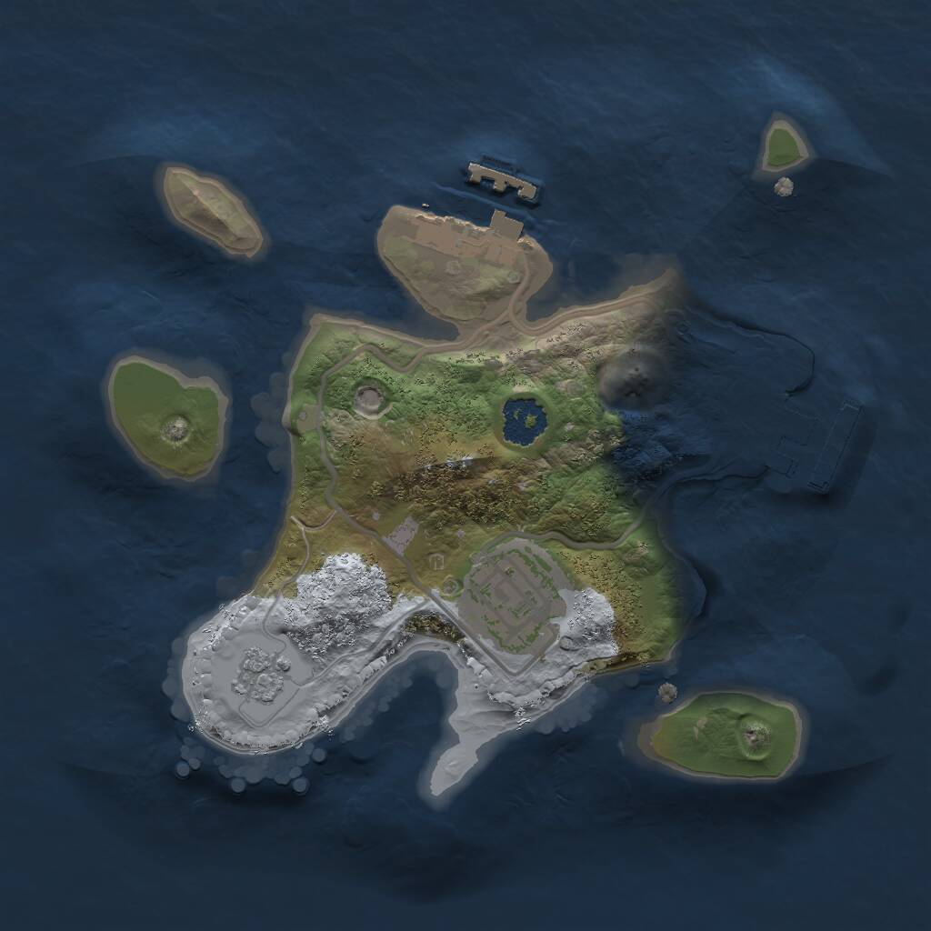 Rust Map: Procedural Map, Size: 2000, Seed: 1353935016, 5 Monuments