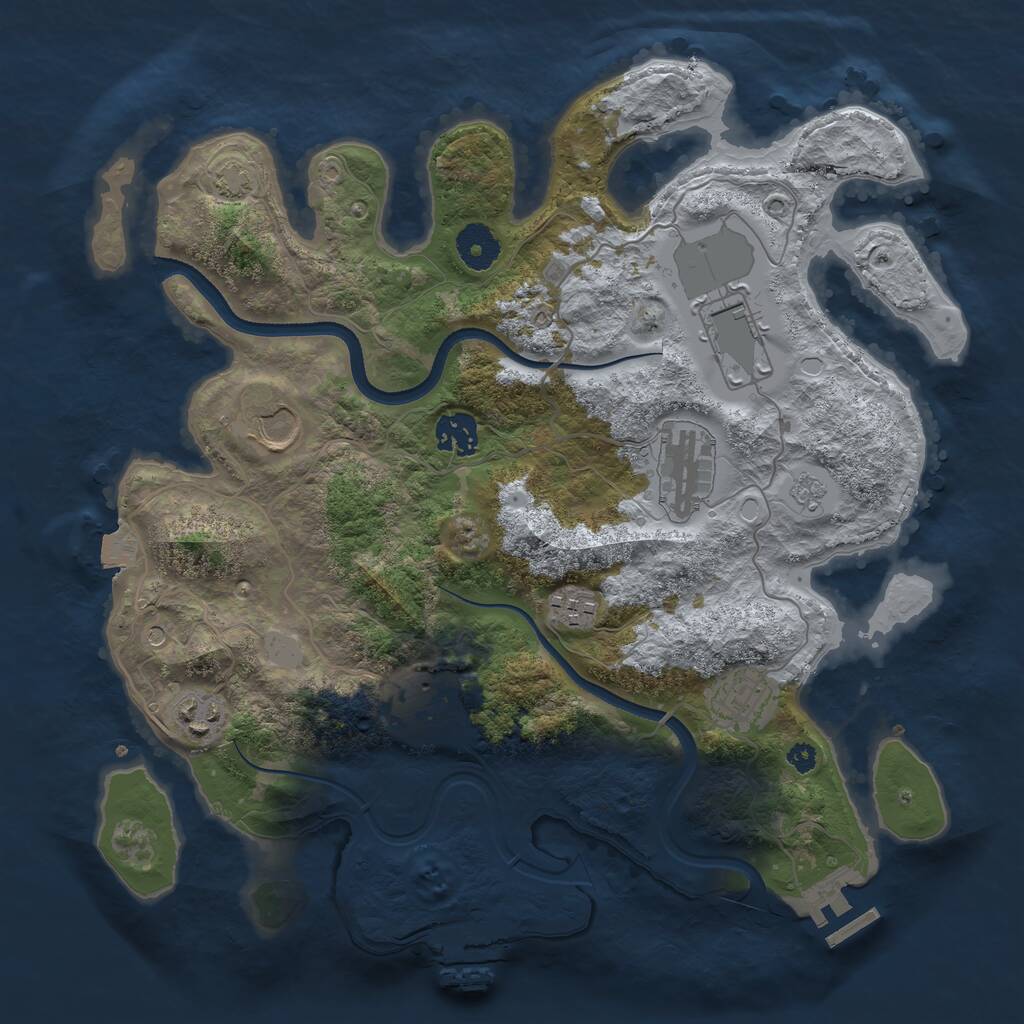 Rust Map: Procedural Map, Size: 3500, Seed: 45549556, 14 Monuments