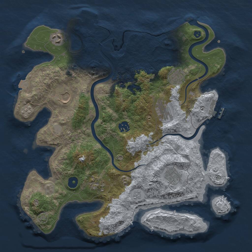 Rust Map: Procedural Map, Size: 3500, Seed: 198053, 14 Monuments