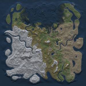 Thumbnail Rust Map: Procedural Map, Size: 5500, Seed: 1775158078, 17 Monuments