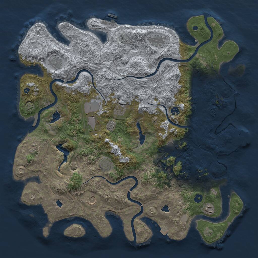 Rust Map: Procedural Map, Size: 4500, Seed: 290169900, 17 Monuments