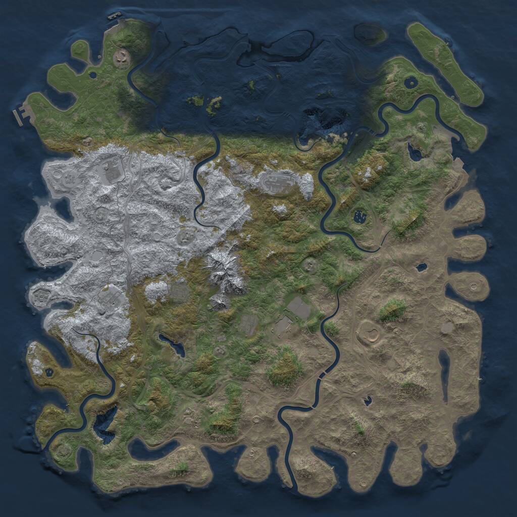 Rust Map: Procedural Map, Size: 6000, Seed: 483164, 17 Monuments