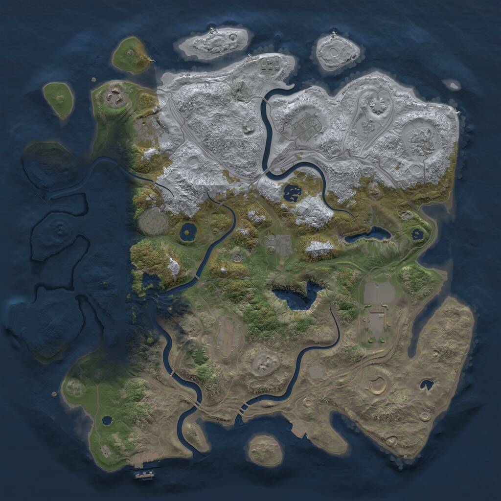 Rust Map: Procedural Map, Size: 4250, Seed: 1943250073, 17 Monuments