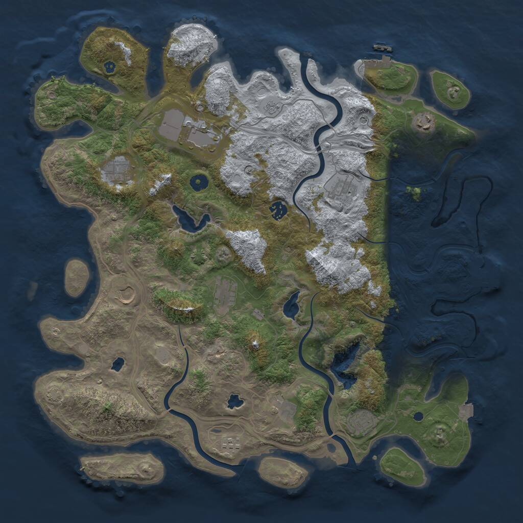 Rust Map: Procedural Map, Size: 4500, Seed: 346906659, 16 Monuments