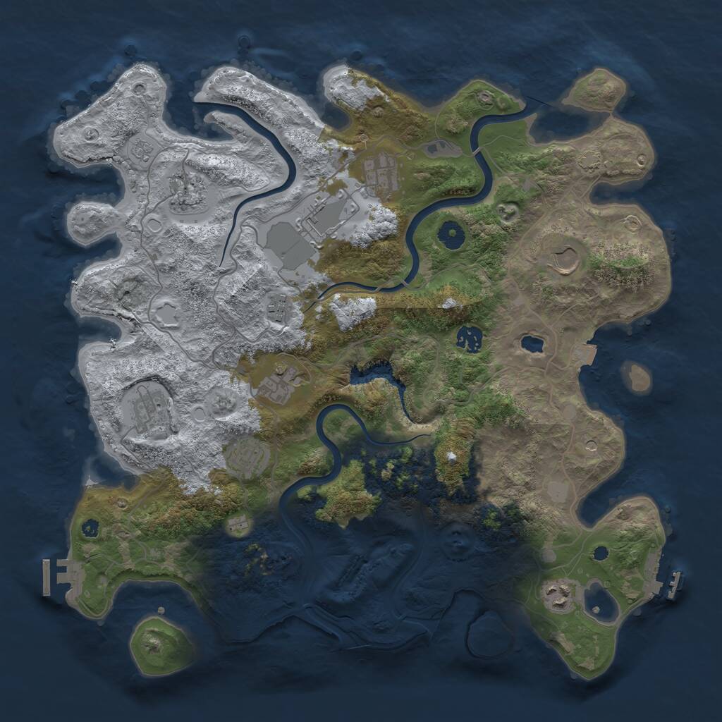 Rust Map: Procedural Map, Size: 4000, Seed: 354258715, 16 Monuments