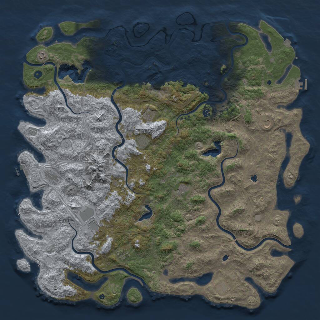 Rust Map: Procedural Map, Size: 6000, Seed: 25354, 17 Monuments