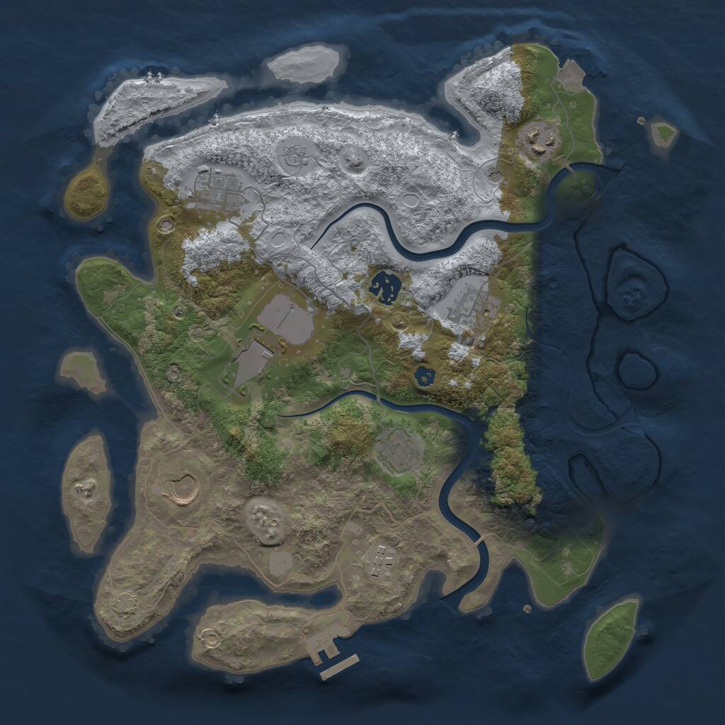 Rust Map: Procedural Map, Size: 3500, Seed: 30630346, 13 Monuments
