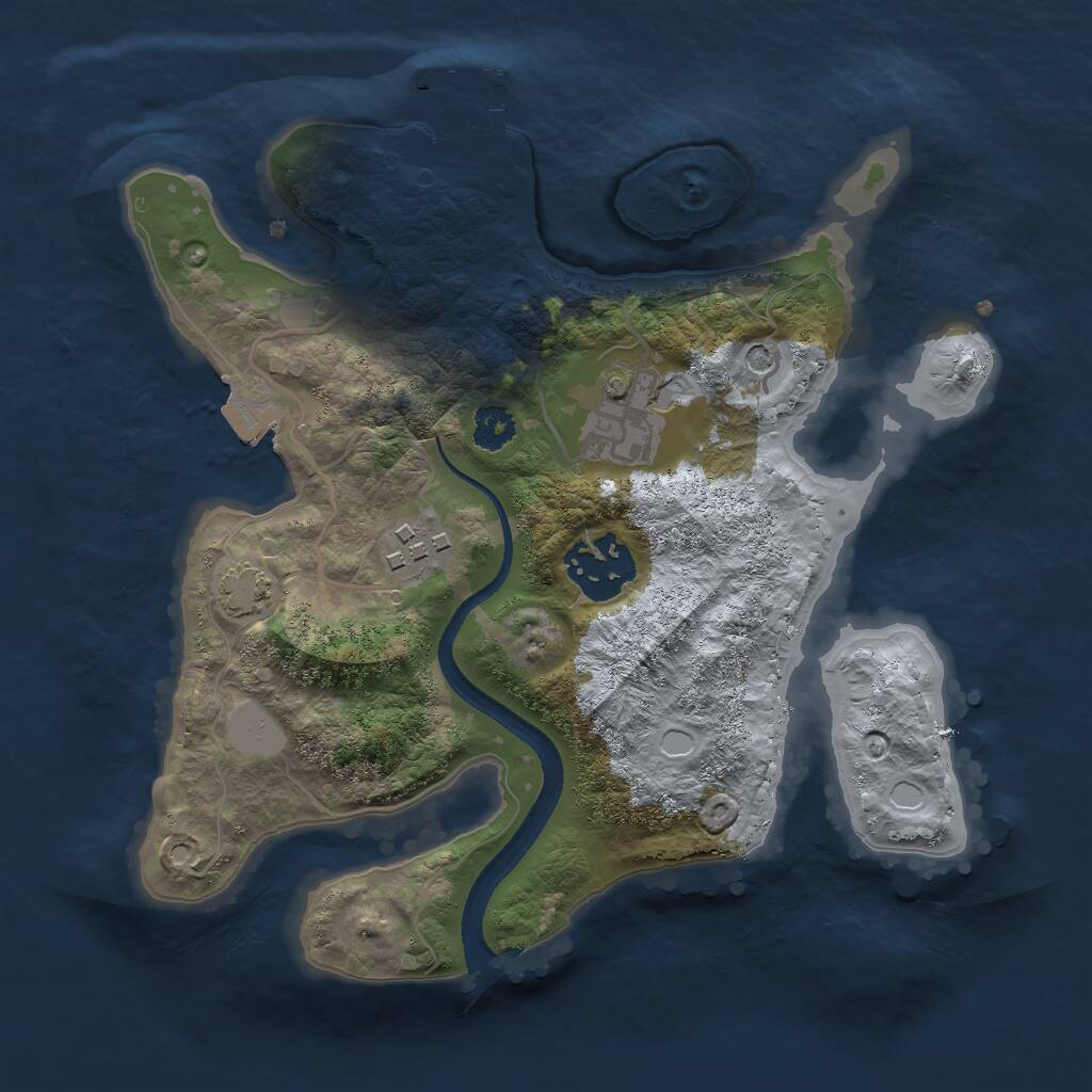 Rust Map: Procedural Map, Size: 2500, Seed: 2071420380, 7 Monuments