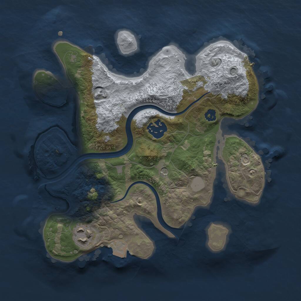 Rust Map: Procedural Map, Size: 2500, Seed: 52534, 4 Monuments