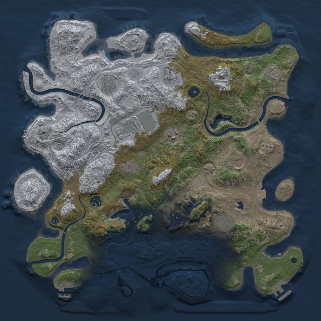 Rust Map: Procedural Map, Size: 4250, Seed: 23104, 16 Monuments