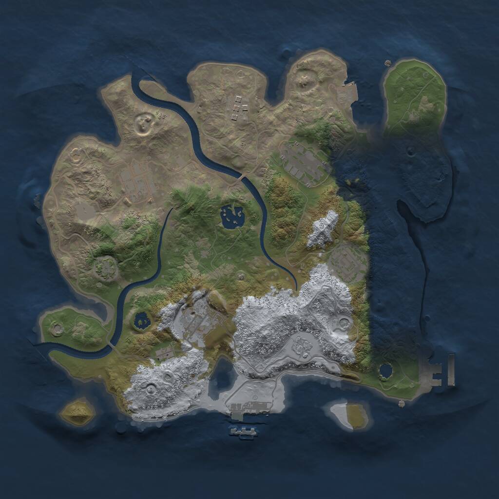 Rust Map: Procedural Map, Size: 3000, Seed: 18778, 12 Monuments